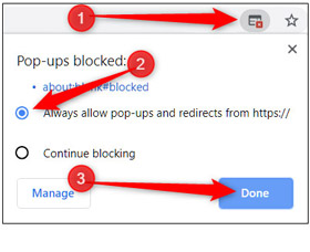 Allow popups in chrome