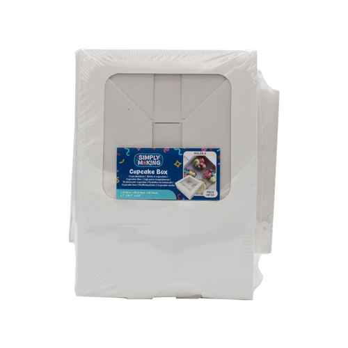 Simply Making Window Cupcake Box 3 Inch Deep - White - Holds 4  - 10 Pack