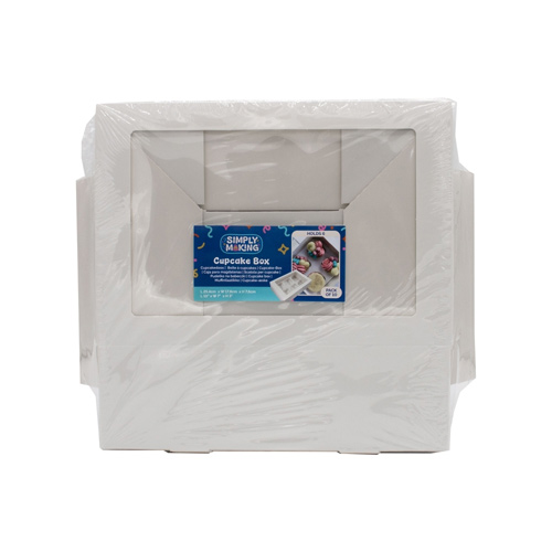 Simply Making Window Cupcake Box 3 Inch Deep - White - Holds 6  - 10 Pack