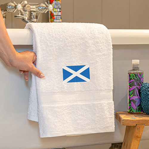 Luxury Cotton Bath Towel with Scottish Flag Embroidered Logo