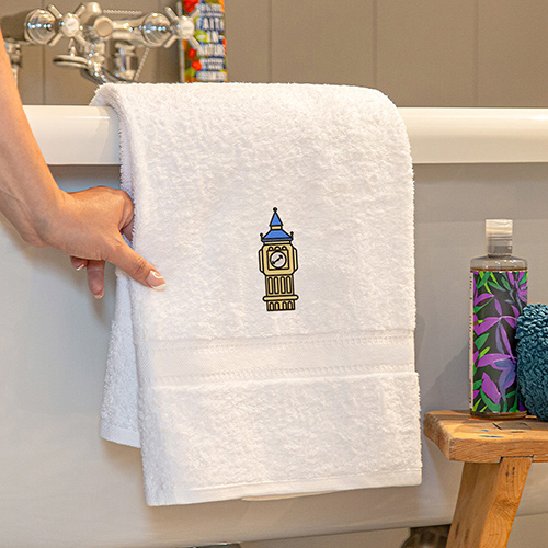 Luxury Cotton Bath Towel with Big Ben Embroidered Logo