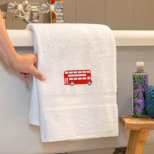 Luxury Cotton Bath Towel with London Bus Embroidered Logo