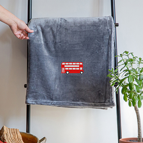 Shimmering Snuggle Blanket with London Bus Embroidered Logo