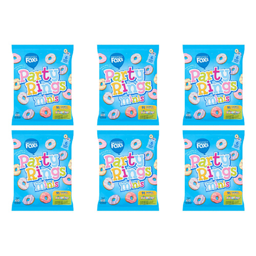 Foxs Mini Party Rings 6 Pack (Bulk Buy Pack Of 6)