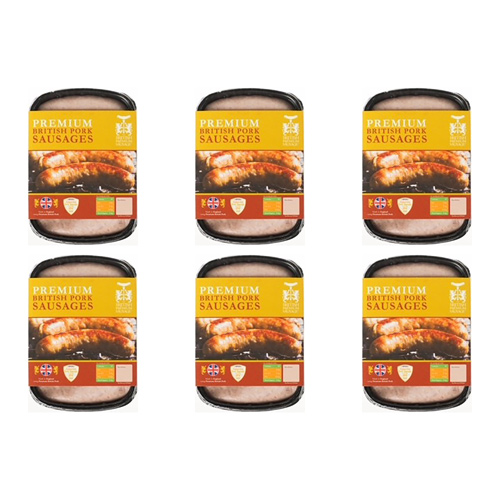 British Premium Sausages 6 Pack Pork (Bulk Buy Pack Of 6)