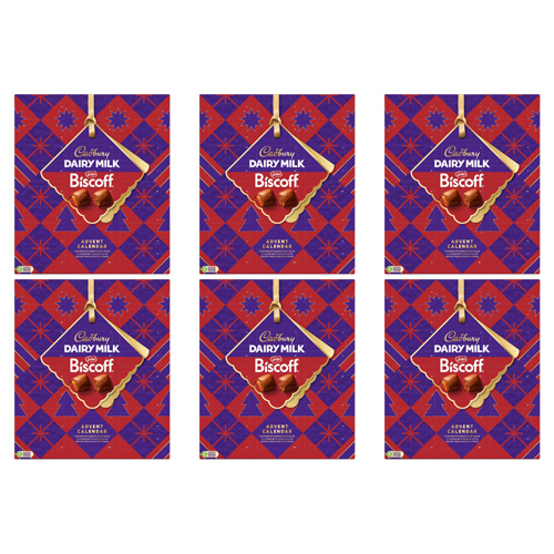 Cadbury Dairy Milk Biscoff Chocolate Christmas Advent Calendar (Bulk Buy Pack Of 6)
