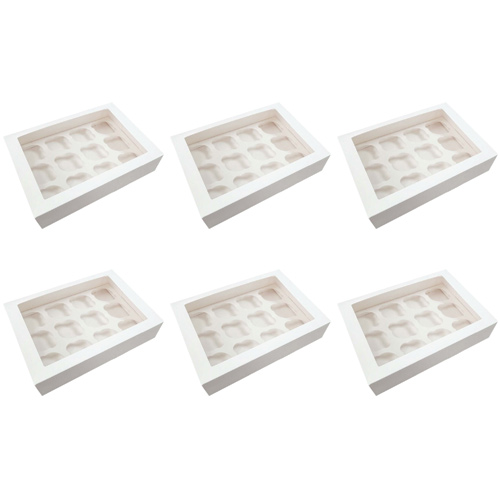 Simply Making Window Cupcake Box 3 Inch Deep - White - Holds 12 - 2 Pack (Bulk Buy Pack Of 6)
