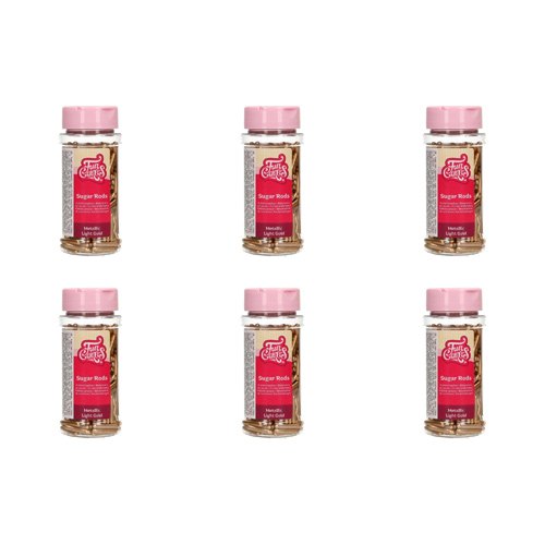FunCakes Metallic Sugar Rods XL Light Gold 70g (Bulk Buy Pack Of 6)