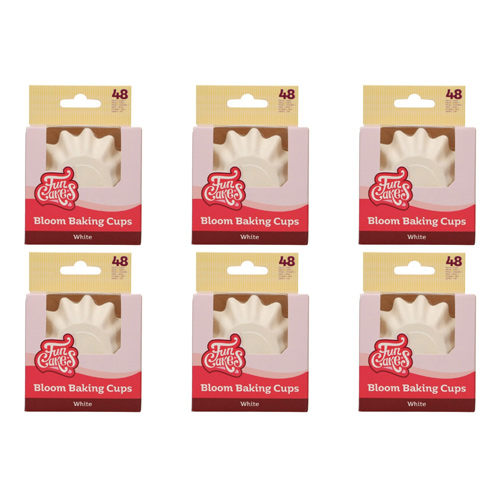 FunCakes White - Bloom Baking Cups Pack Of 48 (Bulk Buy Pack Of 6)