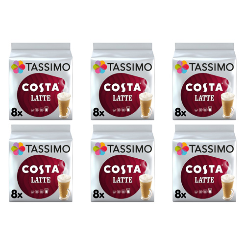 Tassimo Costa Latte Coffee Pods 6 Serving (Bulk Buy Pack Of 6)