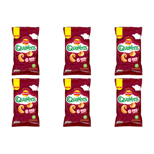 Walkers Quavers BBQ 6 Pack (Bulk Buy Pack Of 6)