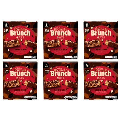 Cadbury Bournville Brunch Bars Choc Chip 5 Pack (Bulk Buy Pack Of 6)