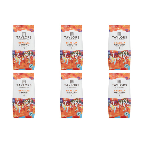 Taylors of Harrogate Cafe Brasilia Roast 4 Ground Coffee (Bulk Buy Pack Of 6)