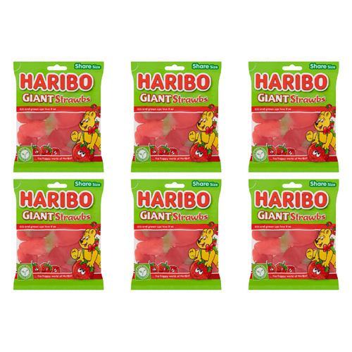 Haribo Giant Strawbs (Bulk Buy Pack Of 6)