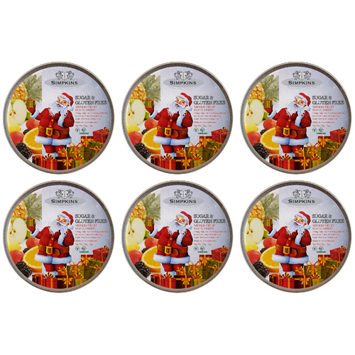 Simpkins Christmas Sugar & Gluten Free Mixed Fruit Travel Sweets (Bulk Buy Pack Of 6)