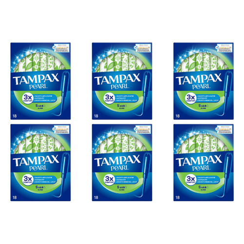 Tampax Pearl Super 18 Pack (Bulk Buy Pack Of 6)