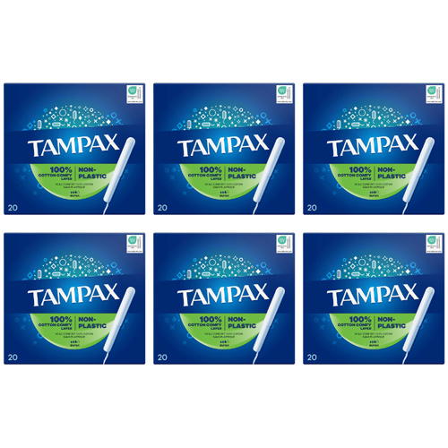Tampax Tampons Applicator Super 20 Pack (Bulk Buy Pack Of 6)