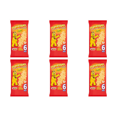 Pom Bear Original Snacks 6 Pack (Bulk Buy Pack Of 6)