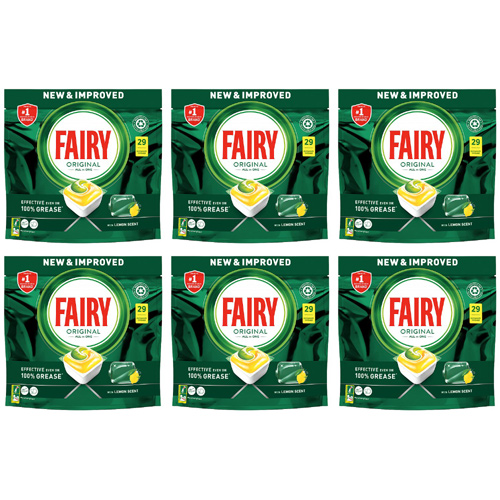 Fairy All In One Dishwasher Tablets Lemon 29s (Bulk Buy Pack Of 6)