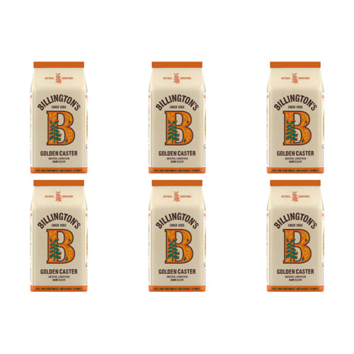 Billingtons Natural Golden Caster Sugar (Bulk Buy Pack Of 6)