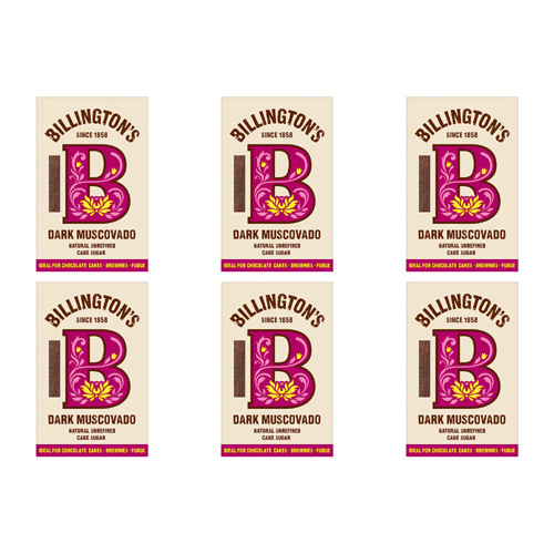 Billingtons Natural Dark Muscovado Sugar (Bulk Buy Pack Of 6)