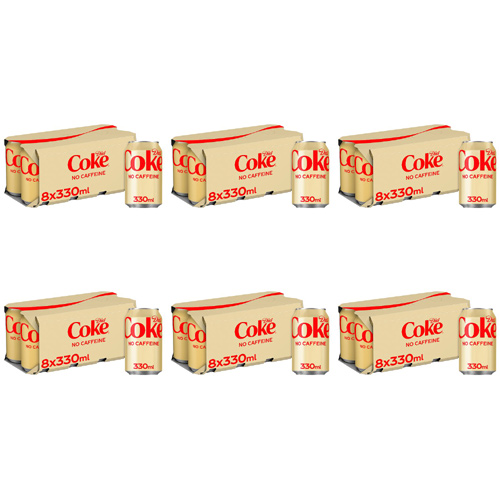 Diet Coke Caffeine Free 8 Pack (Bulk Buy Pack Of 6)