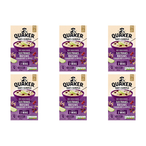 Quaker Oat So Simple Apple Sultana Raisin & Cranberry (Bulk Buy Pack Of 6)
