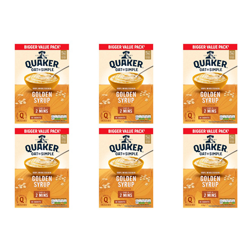 Quaker Oat So Simple Golden Syrup Family Pack 16 Sachets (Bulk Buy Pack Of 6)