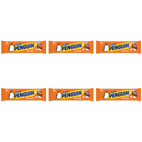 McVities Penguin Orange 7 Pack (Bulk Buy Pack Of 6)