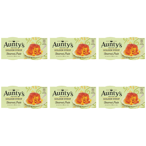 Auntys Golden Syrup Puddings 2 Pack (Bulk Buy Pack Of 6)