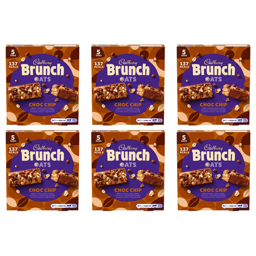 Cadbury Brunch Bars Chocolate Chip 5 Pack (Bulk Buy Pack Of 6)