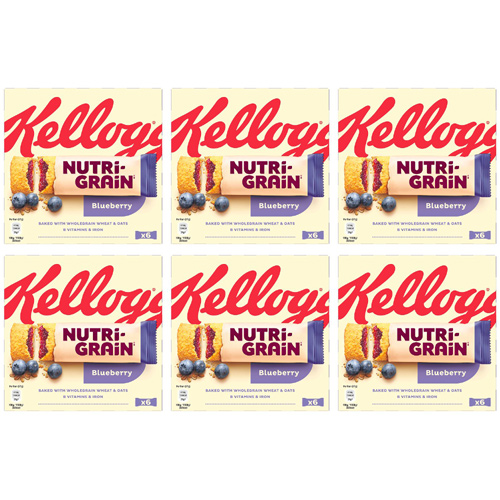 Kelloggs NutriGrain Blueberry 6 Pack (Bulk Buy Pack Of 6)