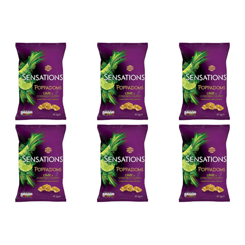 Sensations Lime Coriander Chutney Poppadoms (Bulk Buy Pack Of 6)