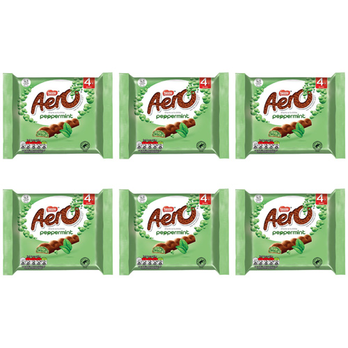 Nestle Aero Peppermint Bubbly Bar 4 Pack (Bulk Buy Pack Of 6)