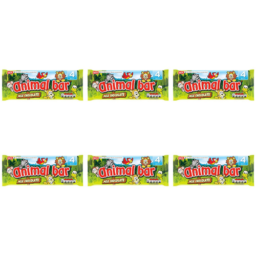 Nestle Chocolate Animal Bars 4 Pack (Bulk Buy Pack Of 6)