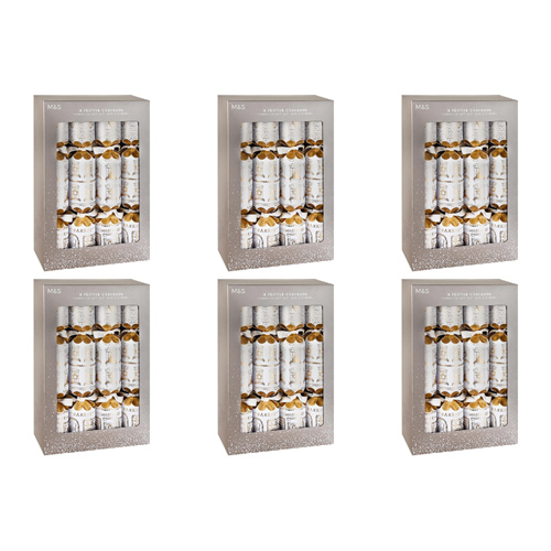 Marks and Spencer Gold Luxury Christmas Crackers 8 Pack (Bulk Buy Pack Of 6)