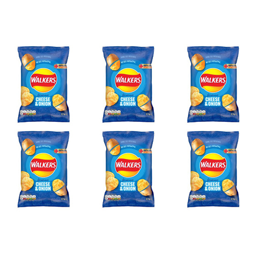 Walkers Crisps Cheese & Onion x 48 (Bulk Buy Pack Of 6)