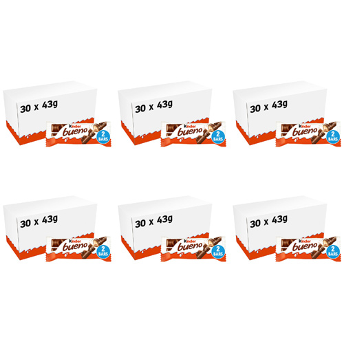 Kinder Bueno - 30 x 43g (Bulk Buy Pack Of 6)