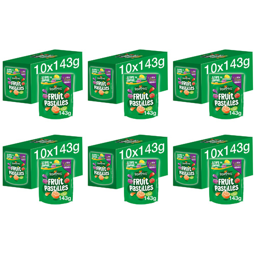 Rowntrees Fruit Pastilles Pouch - 10 x 143g (Bulk Buy Pack Of 6)