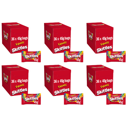 Skittles Fruits Bag - 36 x 45g (Bulk Buy Pack Of 6)