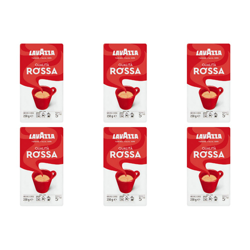 Lavazza Qualita Rossa Ground Coffee (Bulk Buy Pack Of 6)