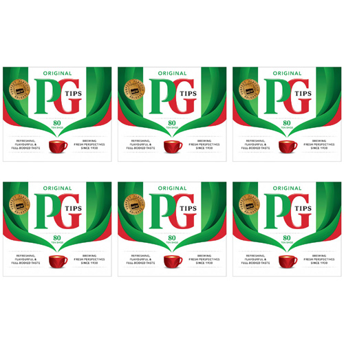 PG Tips Tea Bags 80s (Bulk Buy Pack Of 6)