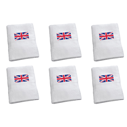 Luxury Cotton Bath Towel with Union Jack Embroidered Logo (Bulk Buy Pack Of 6)