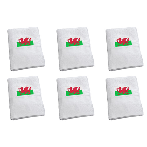 Luxury Cotton Bath Towel with Welsh Flag Embroidered Logo (Bulk Buy Pack Of 6)