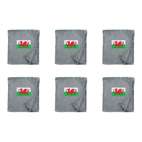 Shimmering Snuggle Blanket with Welsh Flag Embroidered Logo (Bulk Buy Pack Of 6)
