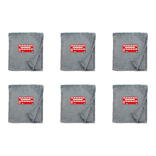 Shimmering Snuggle Blanket with London Bus Embroidered Logo (Bulk Buy Pack Of 6)
