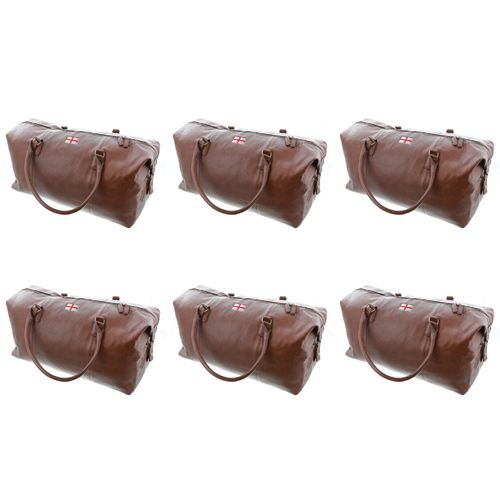 Faux Leather Holdall and Shoulder Strap with Saint George's Cross Embroidered Lo (Bulk Buy Pack Of 6)