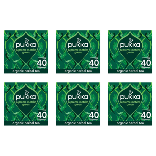 Pukka Organic Supreme Matcha Green Herbal Tea Bags x40 (Bulk Buy Pack Of 6)