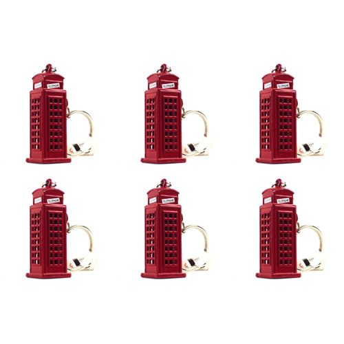 Telephone Box Keyring (Bulk Buy Pack Of 6)