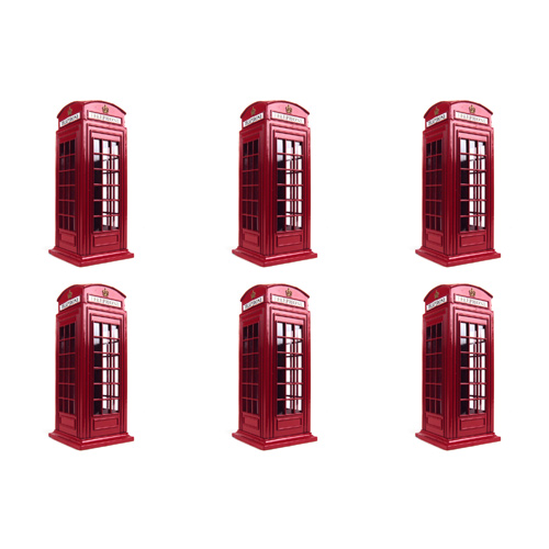Telephone Box Die Cast Money Box (Bulk Buy Pack Of 6)